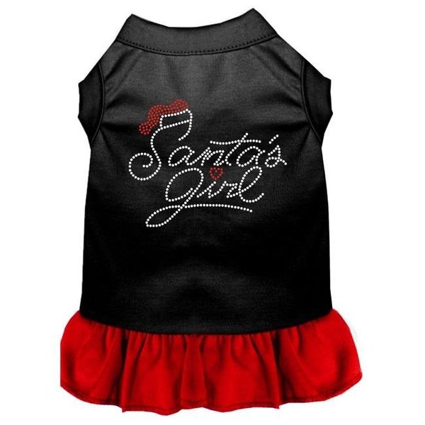 Petpal 8 in. Santas Girl Rhinestone Dog Dress; Black & Red - Extra Small PE955541